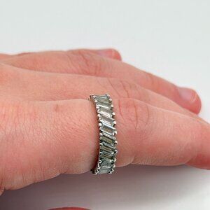 925 Silver Eternity Band With Baguette CZ Stones Size 6